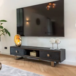 Online Richmond Interiors TV-meubel Hunter Eiken, kleur Zwart / , 190cm Goud