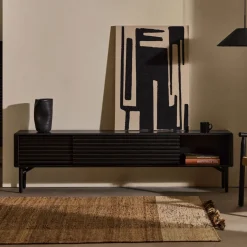 Online Kave Home TV-meubel Lenon Eikenhout, 200cm, kleur Zwart