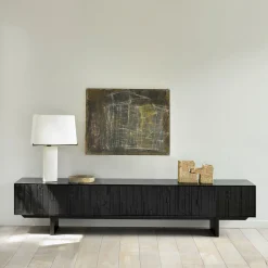 Discount Ethnicraft TV-meubel Mosaic Gevernist Teakhout Off Black