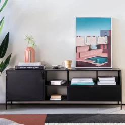 Outlet Kave Home TV-meubel Shantay metaal, 150cm Zwart