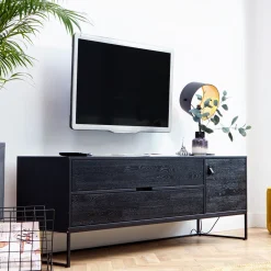 Best WOOOD TV-meubel Silas Eiken 180cm, kleur zwart