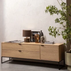 Outlet WOOOD TV-meubel Silas Eiken, 180cm, kleur Naturel