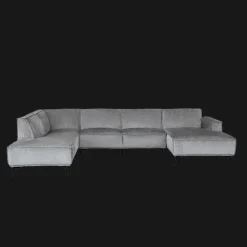 Outlet Tower Living U-bank Leeds 350cm, Chenille, kleur Lichtgrijs