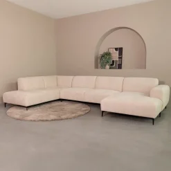 Discount LABEL51 U-bank Merido Links, 368cm, Raven stof, kleur Naturel