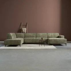 New PEPP Interiors U-Bank River 368cm, Chenille, kleur Groen