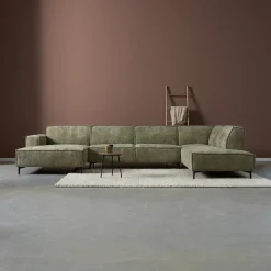 New PEPP Interiors U-Bank River 368cm, Chenille, kleur Groen