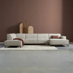 PEPP Interiors U-Bank River 368cm, Chenille, kleur Naturel