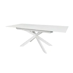 New Kave Home Uitschuifbare Eettafel Atminda Glas, 160-210 x 90cm, kleur Wit