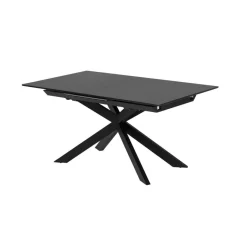 Outlet Kave Home Uitschuifbare Eettafel Atminda 160-210 x 90cm, kleur glas Zwart