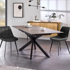 Best Kave Home Uitschuifbare Eettafel Atminda Keramiek, 160-210 x 90cm, kleur Zwart