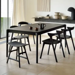 Sale Ethnicraft Uitschuifbare Eettafel Bok Gevernist Eikenhout, kleur Zwart