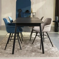 Online Zuiver Uitschuifbare Eettafel Glimps Essenhout, 120-162 x 80cm, kleur Zwart