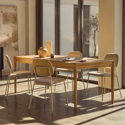 Discount Kave Home Uitschuifbare Eettafel Lenon Eikenhout, 200-280 x 90cm