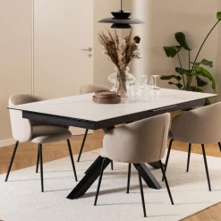 Sale Bendt Uitschuifbare Eettafel Line Keramiek, kleur Wit