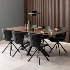 Online Bendt Uitschuifbare Eettafel Line Keramiek, kleur Bruin