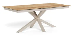 New Bendt Uitschuifbare Eettafel Line Keramiek met eikenlook, 200/240 x 100cm Naturel