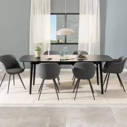 Sale Bendt Uitschuifbare Eettafel Montreux Eiken 180-219 x 90cm, kleur Zwart