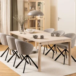 Discount Bendt Uitschuifbare Eettafel Sharalyn Eiken, 200/250/300 x 100cm Wit