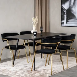 Online Nohr Uitschuifbare Eettafel Tenequa MDF, 120/160 x 80cm, kleur Zwart