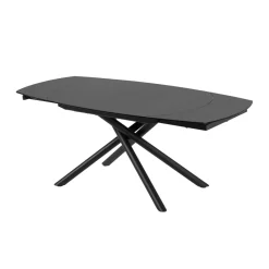 Clearance Kave Home Uitschuifbare Eettafel Yodalia glas 130-190 x 100cm Zwart