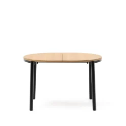 New Kave Home Uitschuifbare Ovale Eettafel Montuiri 120-200 x 90cm, kleur Naturel/ Zwart