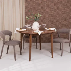 Discount Bendt Uitschuifbare Ronde Eettafel Montreux Walnoot, 115-154 x 115cm, kleur Bruin