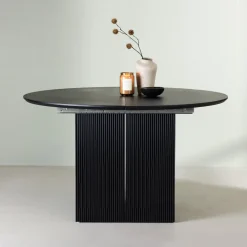 Clearance Nohr Uitschuifbare Ronde Eettafel Kalandra MDF, 130-180 x 130cm, kleur Zwart