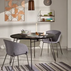 Hot Kave Home Uitschuifbare Ronde Eettafel Milian Ø120 x 120/160/200cm Zwart