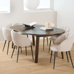 Outlet Bendt Uitschuifbare Ronde Eettafel Mads Eiken, 120/170/220 x 120cm