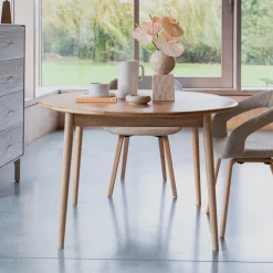 Clearance Zuiver Uitschuifbare Ronde Eettafel Twist 120-160 x 120cm