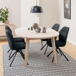 Bendt Uitschuifbare Ronde Eettafel Mads Eiken whitewash, 120-220 x 120cm Wit