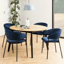 Online Bendt Uitschuifbare Ronde Eettafel Maso Eiken visgraat, 120 x 120 - 198cm Naturel