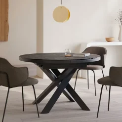 Kave Home Uitschuifbare Ronde Eettafel Vashti Keramiek, 120-160 x 120cm