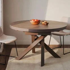 Kave Home Uitschuifbare Ronde Eettafel Vashti Keramiek, 120-160 x 120cm