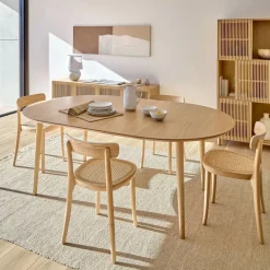 Sale Kave Home Uitschuifbare Ronde Eettafel Oqui 120 - 200 x 120cm, kleur Eiken Naturel