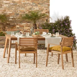 Clearance Kave Home Uitschuifbare Tuintafel Hanzel 183-240 x 100cm, kleur Naturel