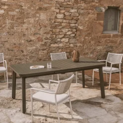 Clearance Kave Home Uitschuifbare Tuintafel Izola kleur Groen Donkergroen