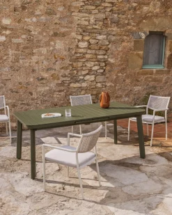 Clearance Kave Home Uitschuifbare Tuintafel Izola kleur Groen Donkergroen