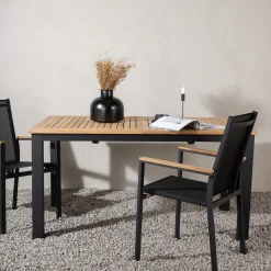 Online Nohr Uitschuifbare Tuintafel Taysha Teakhout, 152/210 x 90cm Zwart