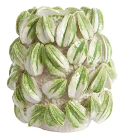 Hot Light & Living Vaas Carambola Keramiek, kleur Crème//Groen Cru00e8me