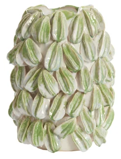 Hot Light & Living Vaas Carambola Keramiek, kleur Crème//Groen Cru00e8me