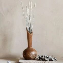 Clearance MUST Living Vaas Single Flower Teakhout, 30cm Naturel