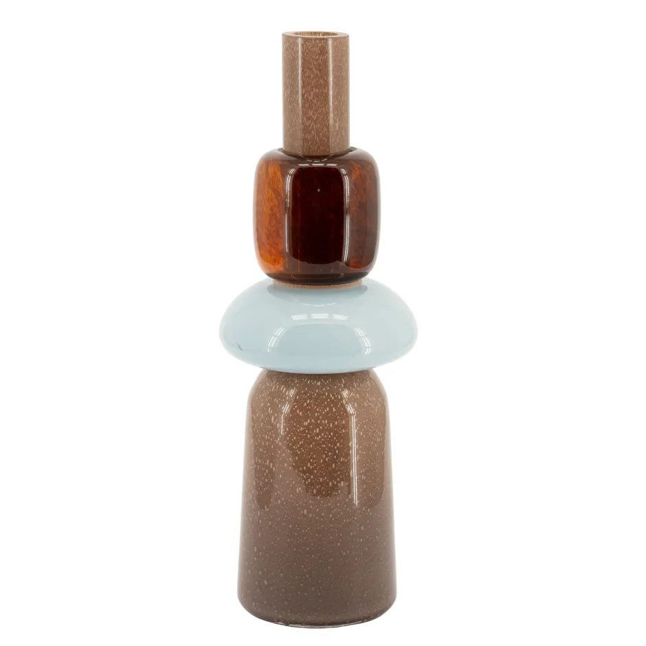 Outlet By-Boo Vaas Toras 46cm, kleur Blauw/Bruin Veelkleurig