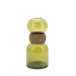 Sale By-Boo Vaas Verra Glas en hout, 32cm