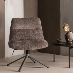 Hot WOOOD Verstelbare Draaifauteuil Soren Wollige stof