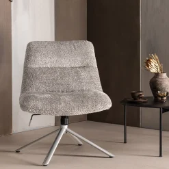Hot WOOOD Verstelbare Draaifauteuil Soren Wollige stof