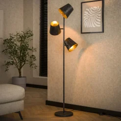 LifestyleFurn Verstelbare Vloerlamp Jo 3-lamps, Ø18cm, kleur Charcoal