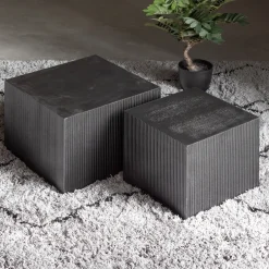 Best WOOOD Vierkante Bijzettafel Sanne Set van 2 stuks, kleur Zwart