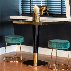 Sale Richmond Interiors Vierkante Bistrotafel Can Roca Faux Marmer, 70 x 70cm Zwart