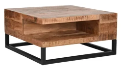 LABEL51 Vierkante Salontafel Cube Mangohout, 80 x 80cm Rough